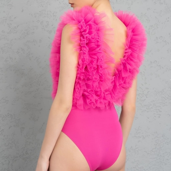 KikiRiki  Fuschia Tulle Ruffle Bodysuit - Picture 7 of 8